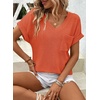 Dokotoo Womens Waffle Knit Tops 2026 Summer Shirts Womens Blouses Basic Tee(Orange)