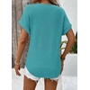 Dokotoo Womens Waffle Knit Tops 2026 Summer Shirts Womens Blouses Basic Tee(Turquoise)