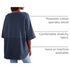 Dokotoo Womens Waffle Knit Tops 3/4 Sleeve Oversized Patchwork Blouses(Blue)
