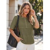 Dokotoo Womens Waffle Knit Tops 3/4 Sleeve Oversized Patchwork Blouses(Green)