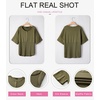 Dokotoo Womens Waffle Knit Tops 3/4 Sleeve Oversized Patchwork Blouses(Green)