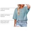 Dokotoo Womens Waffle Knit Tops 3/4 Sleeve Oversized Patchwork Blouses(Sky Blue)
