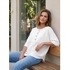 Dokotoo Womens Waffle Knit Tops 3/4 Sleeve Oversized Patchwork Blouses(White)