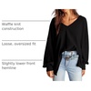 Dokotoo Womens Waffle Knit Tops Trendy Fashion 2026 Oversized T Shirts(Black)