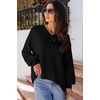Dokotoo Womens Waffle Knit Tops Trendy Fashion 2026 Oversized T Shirts(Black)