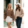 Dokotoo Womens Waffle Knit Tops Trendy Fashion 2026 Oversized T Shirts(Brown)