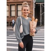 Dokotoo Womens Waffle Knit Tops Trendy Fashion 2026 Oversized T Shirts(Gray)