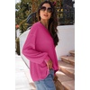 Dokotoo Womens Waffle Knit Tops Trendy Fashion 2026 Oversized T Shirts(Hot Pink)