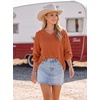 Dokotoo Womens Waffle Knit Tops Trendy Fashion 2026 Oversized T Shirts(Orange)