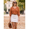 Dokotoo Womens Waffle Knit Tops Trendy Fashion 2026 Oversized T Shirts(Orange)