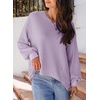 Dokotoo Womens Waffle Knit Tops Trendy Fashion 2026 Oversized T Shirts(Purple)
