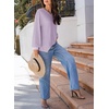 Dokotoo Womens Waffle Knit Tops Trendy Fashion 2026 Oversized T Shirts(Purple)