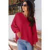 Dokotoo Womens Waffle Knit Tops Trendy Fashion 2026 Oversized T Shirts(Red)