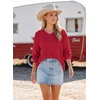 Dokotoo Womens Waffle Knit Tops Trendy Fashion 2026 Oversized T Shirts(Red)