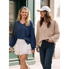 Dokotoo Womens Waffle Knit Tops Trendy Fashion 2026 Oversized T Shirts(Sail Blue)