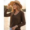 Dokotoo Women’s Wool Blend Crew Neck Casual Fall Sweaters Knit Tops(Brown)