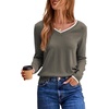 Dokotoo Women’s Wool Blend Crew Neck Casual Fall Sweaters Knit Tops(Dark Grey)