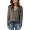 Dokotoo Women’s Wool Blend Crew Neck Casual Fall Sweaters Knit Tops(Dark Grey)