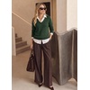 Dokotoo Women’s Wool Blend Crew Neck Casual Fall Sweaters Knit Tops(Green)
