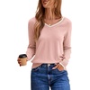 Dokotoo Women’s Wool Blend Crew Neck Casual Fall Sweaters Knit Tops(Pink)