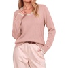 Dokotoo Women’s Wool Blend Crew Neck Casual Fall Sweaters Knit Tops(Pink)