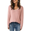 Dokotoo Women’s Wool Blend Crew Neck Casual Fall Sweaters Knit Tops(Pink)