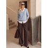 Dokotoo Women’s Wool Blend Crew Neck Casual Fall Sweaters Knit Tops(Sky Blue)