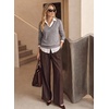 Dokotoo Women’s Wool Blend Crew Neck Casual Fall Sweaters Knit Tops(Smoky Gray)