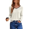 Dokotoo Women’s Wool Blend Crew Neck Casual Fall Sweaters Knit Tops(White)