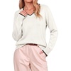 Dokotoo Women’s Wool Blend Crew Neck Casual Fall Sweaters Knit Tops(White)