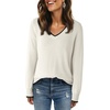 Dokotoo Women’s Wool Blend Crew Neck Casual Fall Sweaters Knit Tops(White)