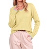 Dokotoo Women’s Wool Blend Crew Neck Casual Fall Sweaters Knit Tops(Yellow)