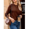 Dokotoo Womes Sweaters Solid Button Long Sleeve Knit Pullover Tops(Brown)