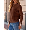 Dokotoo Womes Sweaters Solid Button Long Sleeve Knit Pullover Tops(Brown)