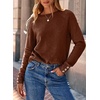 Dokotoo Womes Sweaters Solid Button Long Sleeve Knit Pullover Tops(Brown)