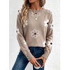 Dokotoo Womes Sweaters Solid Button Long Sleeve Knit Pullover Tops(Floral Grey)