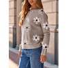 Dokotoo Womes Sweaters Solid Button Long Sleeve Knit Pullover Tops(Floral Grey)