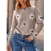 Dokotoo Womes Sweaters Solid Button Long Sleeve Knit Pullover Tops(Floral Grey)