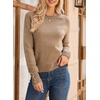 Dokotoo Womes Sweaters Solid Button Long Sleeve Knit Pullover Tops(Khaki)