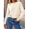 Dokotoo Womes Sweaters Solid Button Long Sleeve Knit Pullover Tops(Off-white)