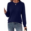 Dokotoo Sweaters for Women Long Sleeve Crewneck Diamond Hollow Out Lightweight Pullover Sweater Tops Fall Outfits(Blue)