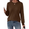 Dokotoo Sweaters for Women Long Sleeve Crewneck Diamond Hollow Out Lightweight Pullover Sweater Tops Fall Outfits(Brown)