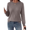 Dokotoo Sweaters for Women Long Sleeve Crewneck Diamond Hollow Out Lightweight Pullover Sweater Tops Fall Outfits(Coffee)