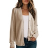 Dokotoo Womens Cardigan Wool Blend Casual Knit Hollow Out Sweaters Tops(Apricot)