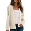 Dokotoo Womens Cardigan Wool Blend Casual Knit Hollow Out Sweaters Tops(Beige)