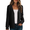 Dokotoo Womens Cardigan Wool Blend Casual Knit Hollow Out Sweaters Tops(Black)