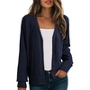 Dokotoo Womens Cardigan Wool Blend Casual Knit Hollow Out Sweaters Tops(Blue)