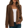 Dokotoo Womens Cardigan Wool Blend Casual Knit Hollow Out Sweaters Tops(Brown)