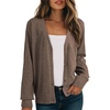 Dokotoo Womens Cardigan Wool Blend Casual Knit Hollow Out Sweaters Tops(Coffee)