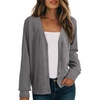 Dokotoo Womens Cardigan Wool Blend Casual Knit Hollow Out Sweaters Tops(Grey)